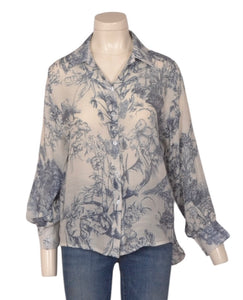print blouse (JA-038Navy)