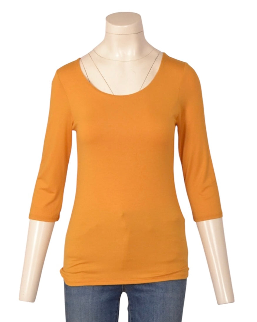 basic top 1/2 mouw (KA-001Oker)