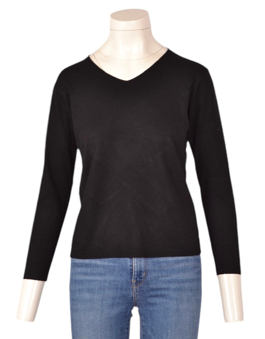 viscose pullover v-neck (Knit-003Blac)